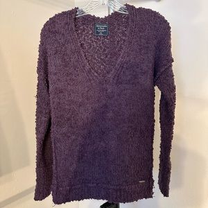 Abercrombie and Fitch Purple Shag Baggy V-Neck Sweater - XS